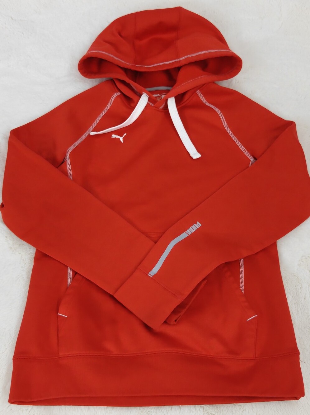 Puma Athletic Hoodie with White Drawstrings XXS Red/Orange